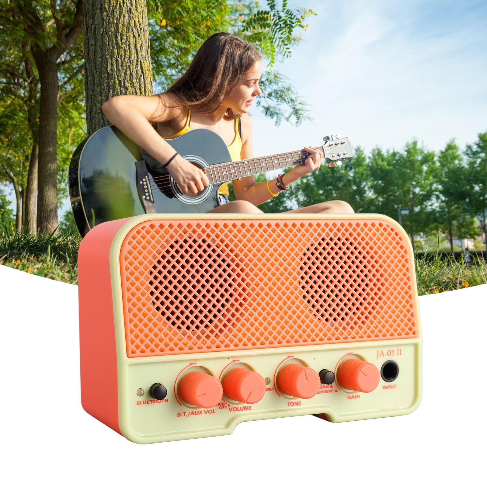 Altoparlante Amplificatore per Chitarra, Interfaccia AUX Amplificatore per Chitarra BT5.0, Segnale Stabile, Portatile, Buona qualità del Suono, Ricaricabile per Suonare (PINK)