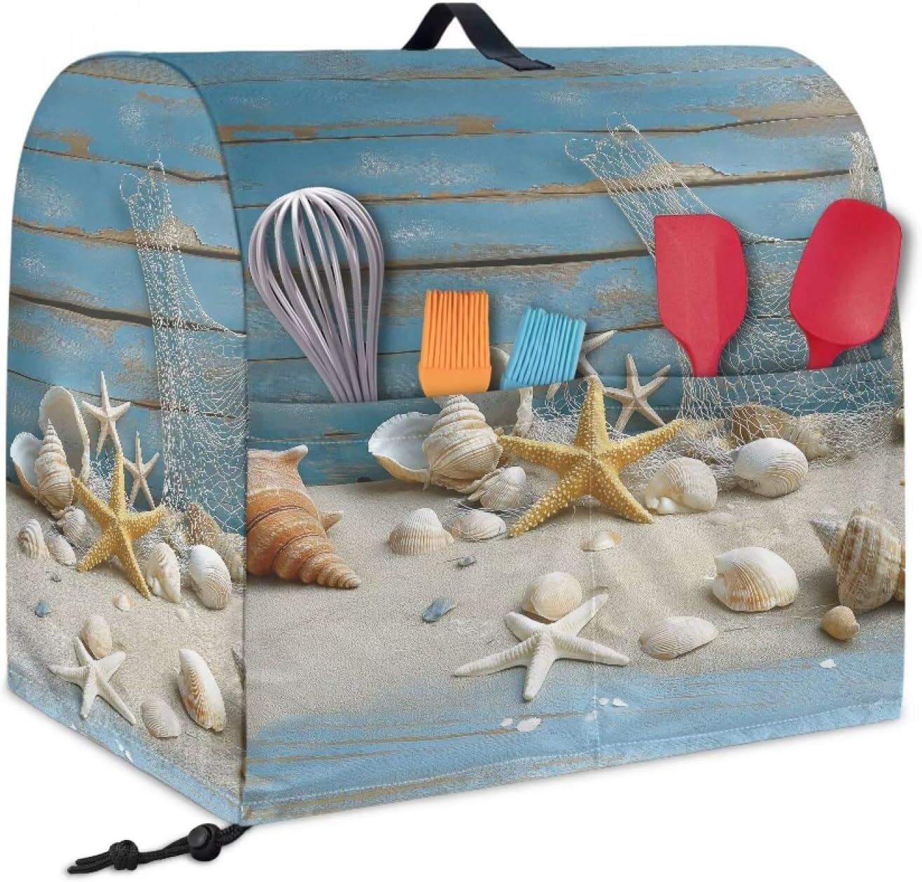 Beach Starfish Shell Print Stand Mixer Covers Kitchen Aid Mixer Cover Dust Covers with Top Handle Front Pocket Universal Fit Tilt Head and Bowl Lift Models