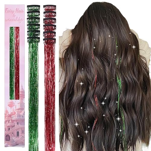 Miniatura 10 de WENNALIFE Kit de oropel de cabello para niñas, extensiones de cabello de oropel de color plateado de 48 pulgadas para niños, accesorios de Navidad,