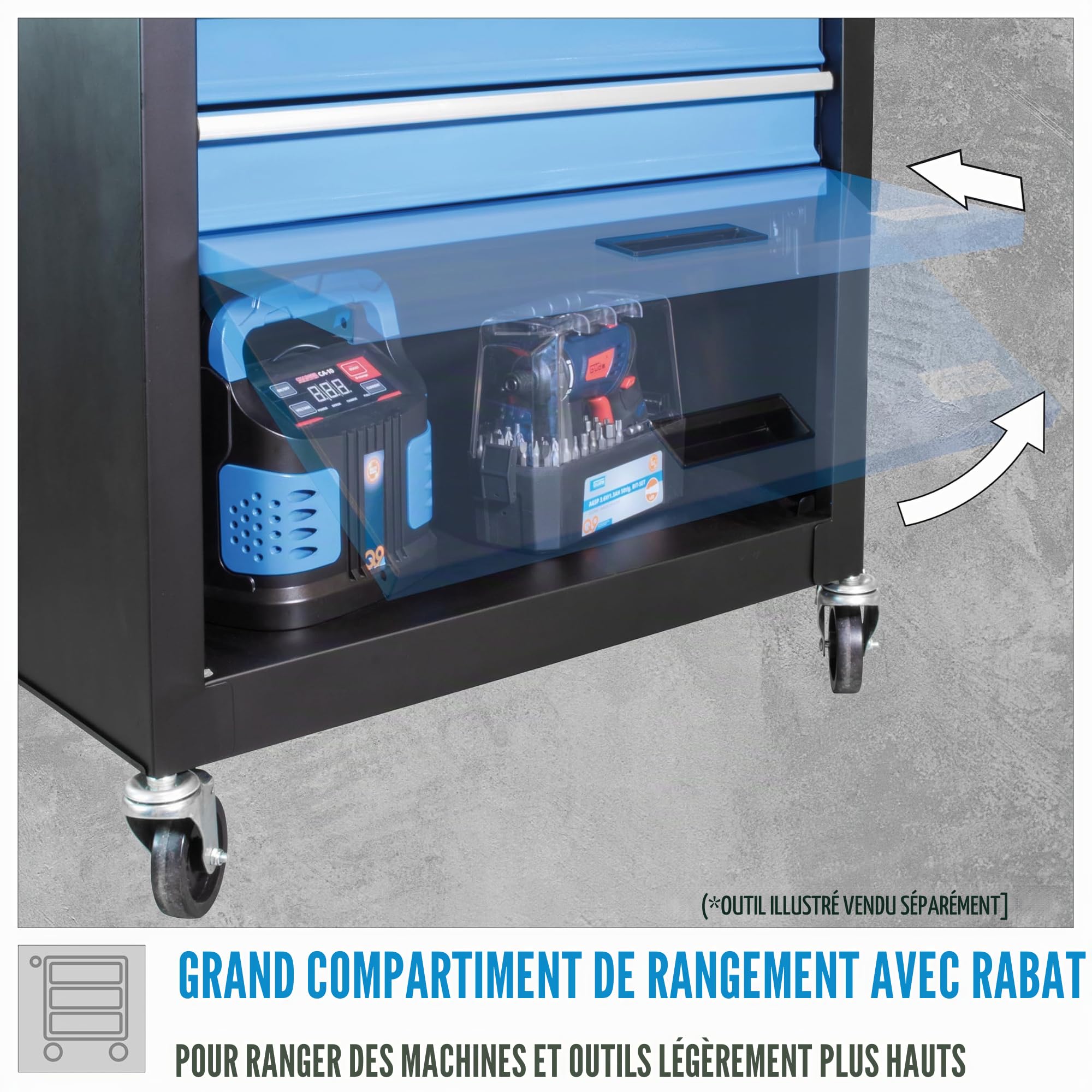 Güde Chariot d'atelier en métal Bleu Compact
