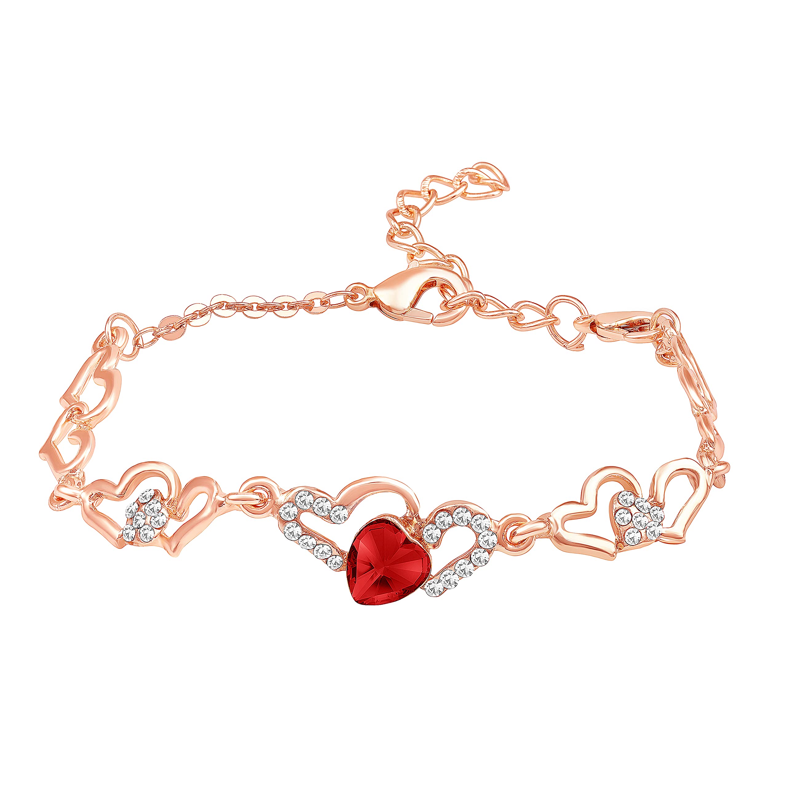 Mahi Valentine Special Lovely Red Heart Link Bracelet with Glittering Crystal stones for Girls (BR1100484ZRed) (B09S5VV6L9) Amazon Price History, Amazon Price Tracker