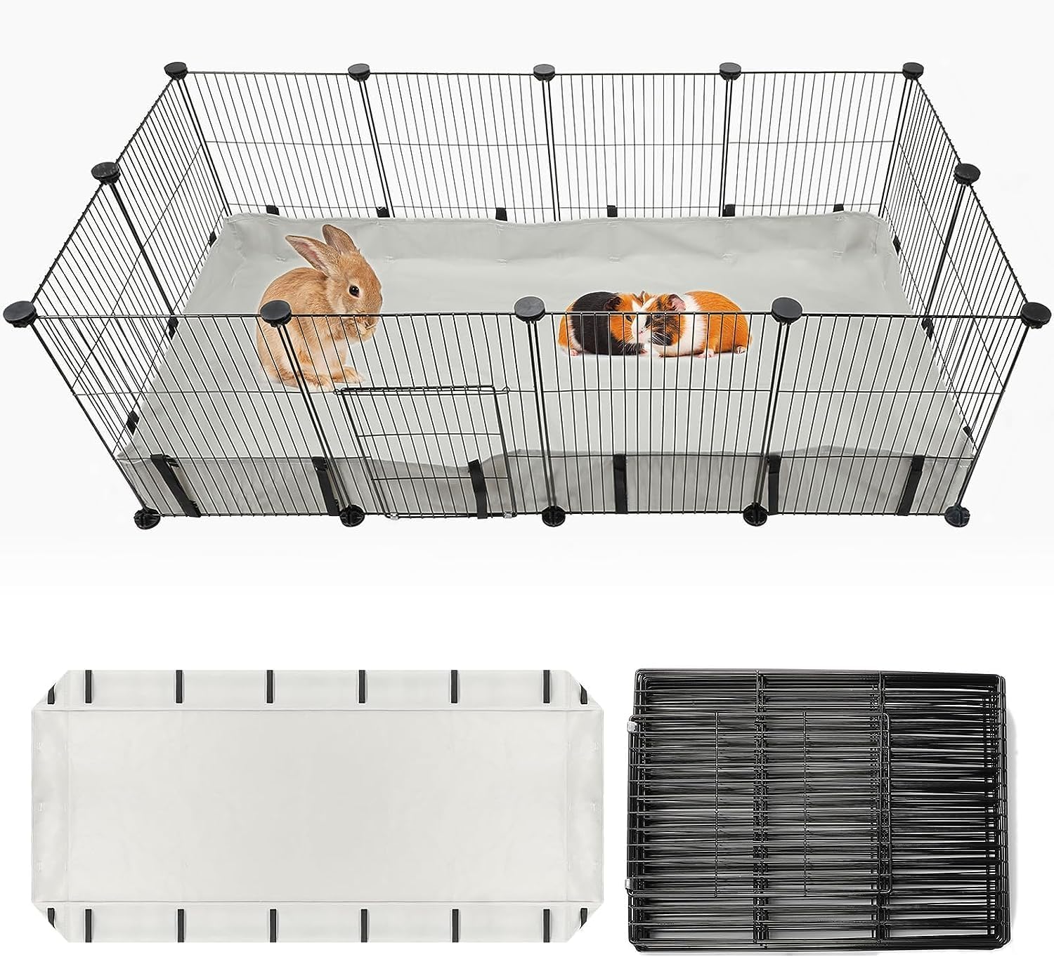 Lonepetu 8 Square Guinea Pig Cage with Tarp Bottom, C&C Cage Habitats