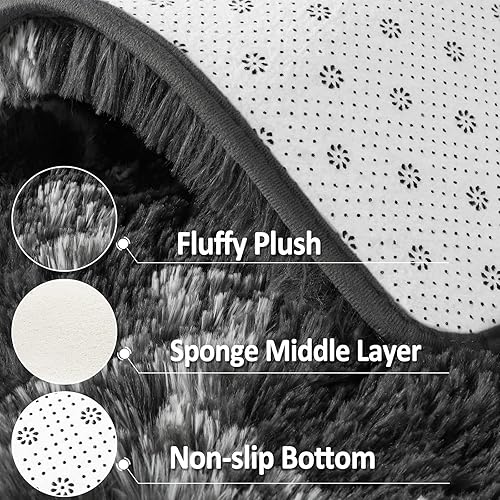 Miniatura 7 de Lascpt Alfombras de área grandes de 6 x 9 pies para dormitorio, sala de estar, alfombra de felpa súper suave, alfombra geométrica marroquí para