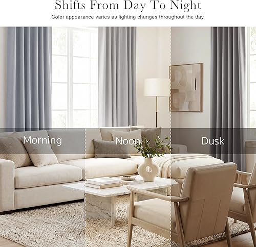 Miniatura 37 de PONY DANCE - Cortinas opacas aisladas térmicamente, set de 2 cortinas opacas con bolsillo para barra / pestaña trasera, paneles de cortinas opacas,