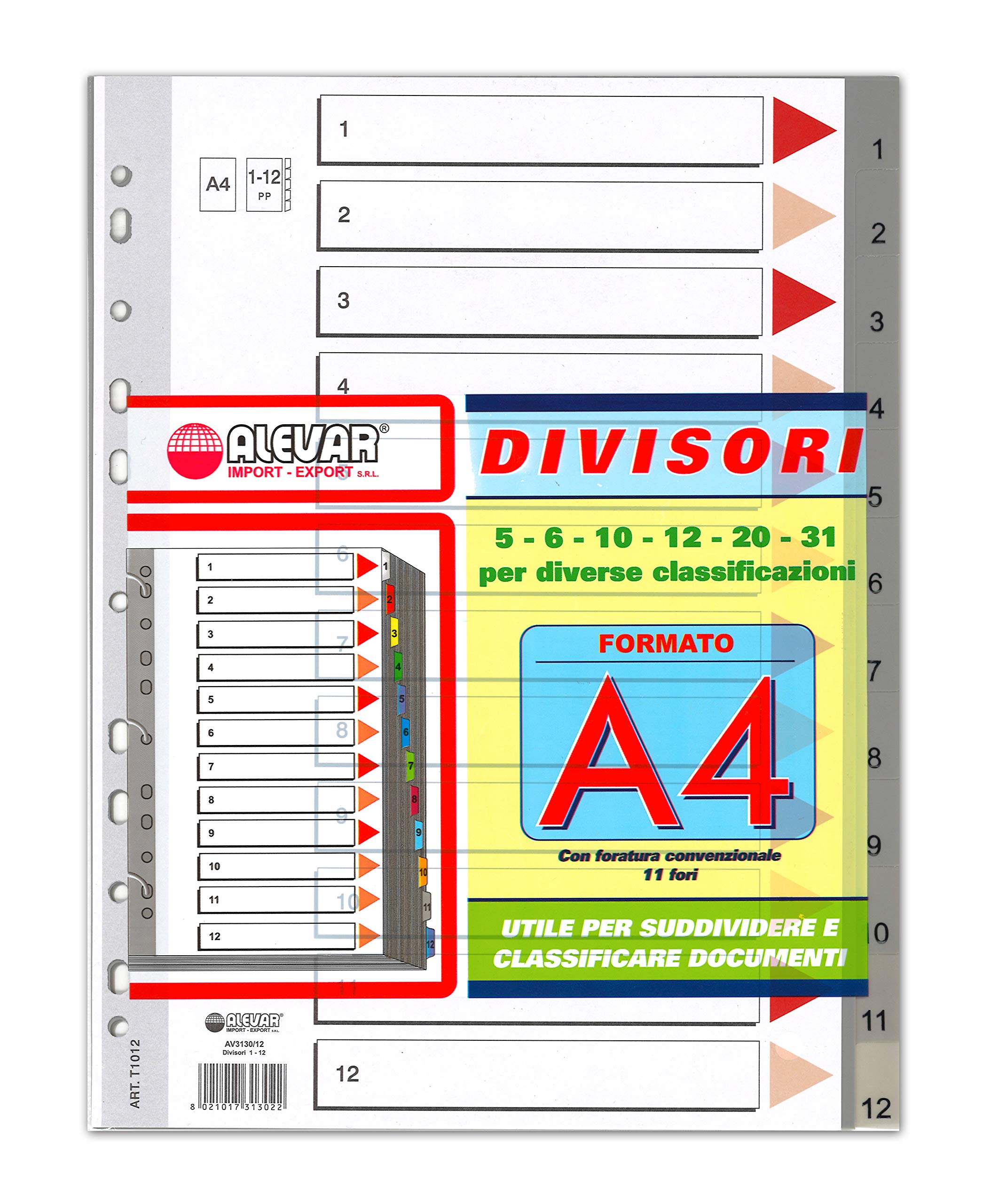Alevar 3130/12 Dividers for Ring Binders