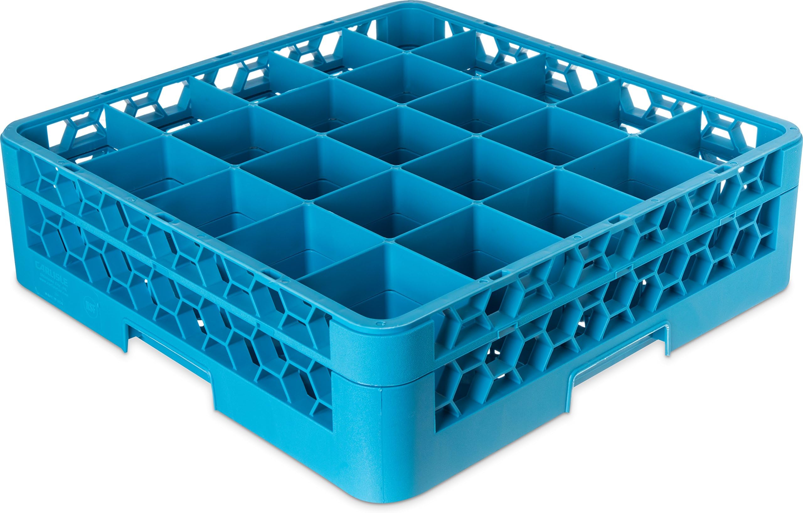 CarlisleFoodService Products RG25-114 25 Compartment Glass Rack with 1 Extender, Polypropylene, Carlisle Blue