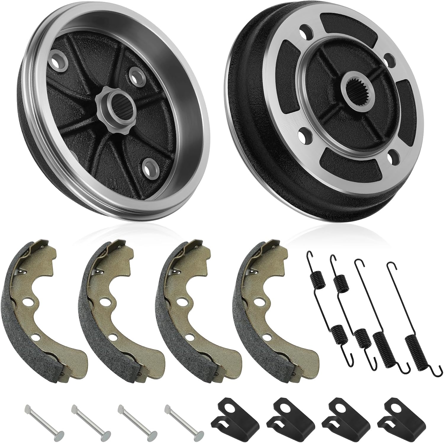 M MATI Front Wheel Brake Drum Hub & Brake Shoes 2Set for Kawasaki Mule 2020 KAF540 1990 Mule 2030 KAF540 1991 Mule 2520 KAF620 1993-2000 41038-1219 41048-1077 92043-1398