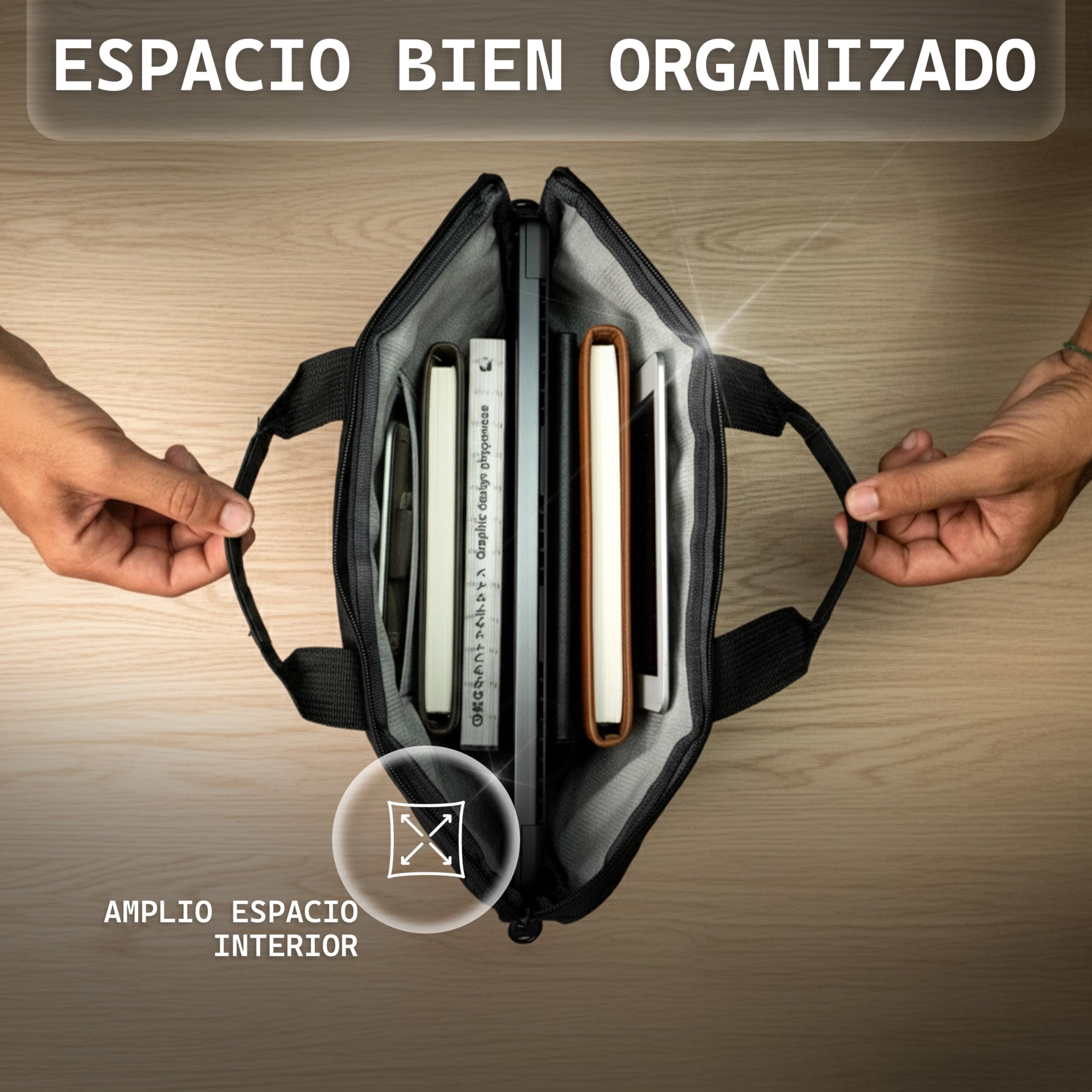 Genérico Bolsa Ordenador Portátil 15,6” Impermeable con Bandolera – Maletín Portátil Acolchado con Bolsillos, Cremallera Resistente – Bolso Laptop Ligero y Elegante