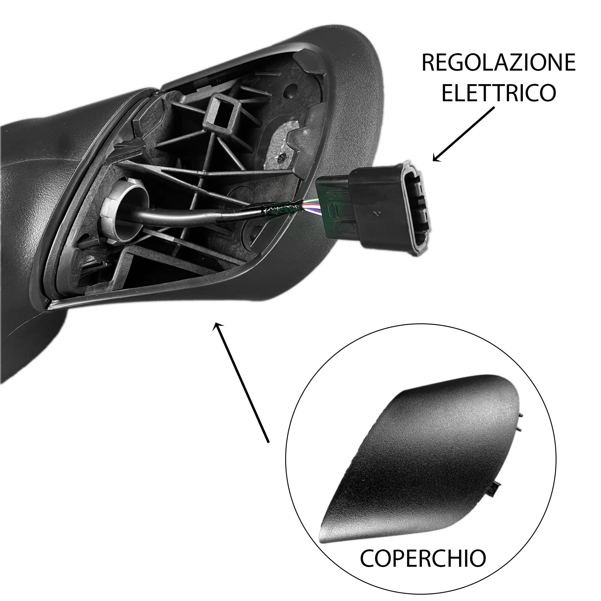 Specchietto retrovisore per Fiat 500 2007> esterno lato sinistro, Oem 735452180, 735456807