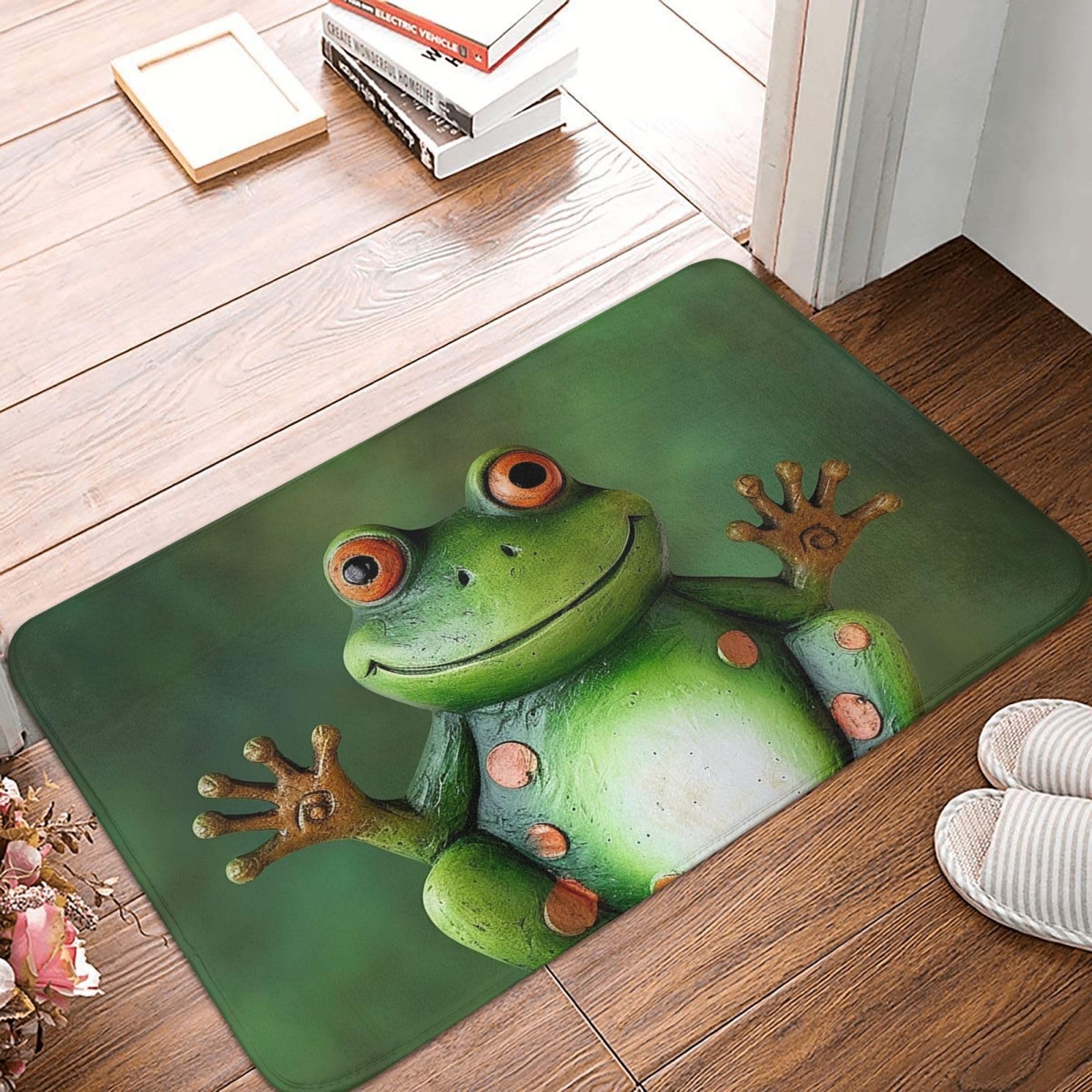Welcome Frog Printed Doormat Non-Slip Welcome Mats Floor Mats Outdoor Entryway Door Mat Rug for Indoor Outdoor Entrances 24x16 in