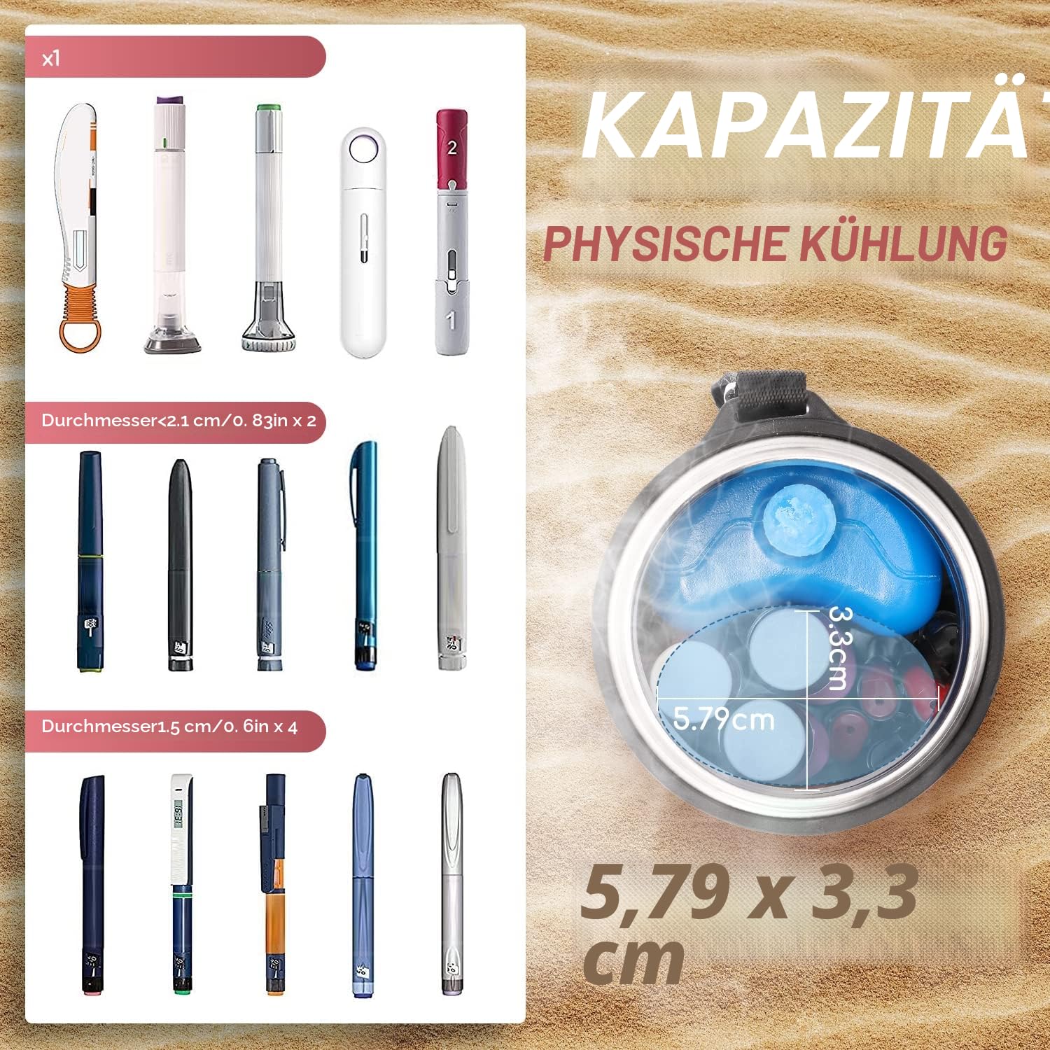 40 Stunden Insulin-Kühlschrank, Cgoldenwall Medikamentenkühler, Max.7 Stifte, tragbare Kühlflasche mit USB-Kabel und Kühlgel, zwei Kühlmodi für Camping, Reisen, 2-8 °C präzise Temperaturregelung