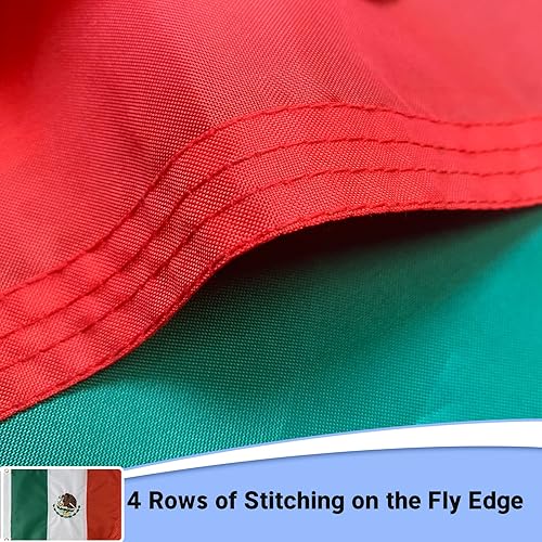 Miniatura 4 de FLAGWIN Banderas mexicanas bordadas de 12 x 18 pulgadas, bandera náutica de México, color vivo y resistente a la decoloración