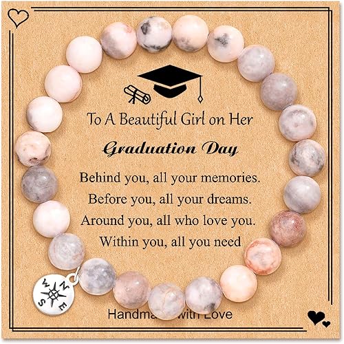 Vista 7 de 2024 Graduation Gifts for Her Him Natural Stone Bracelet Class of 2024 High School College Graduation Gift for Women Men
