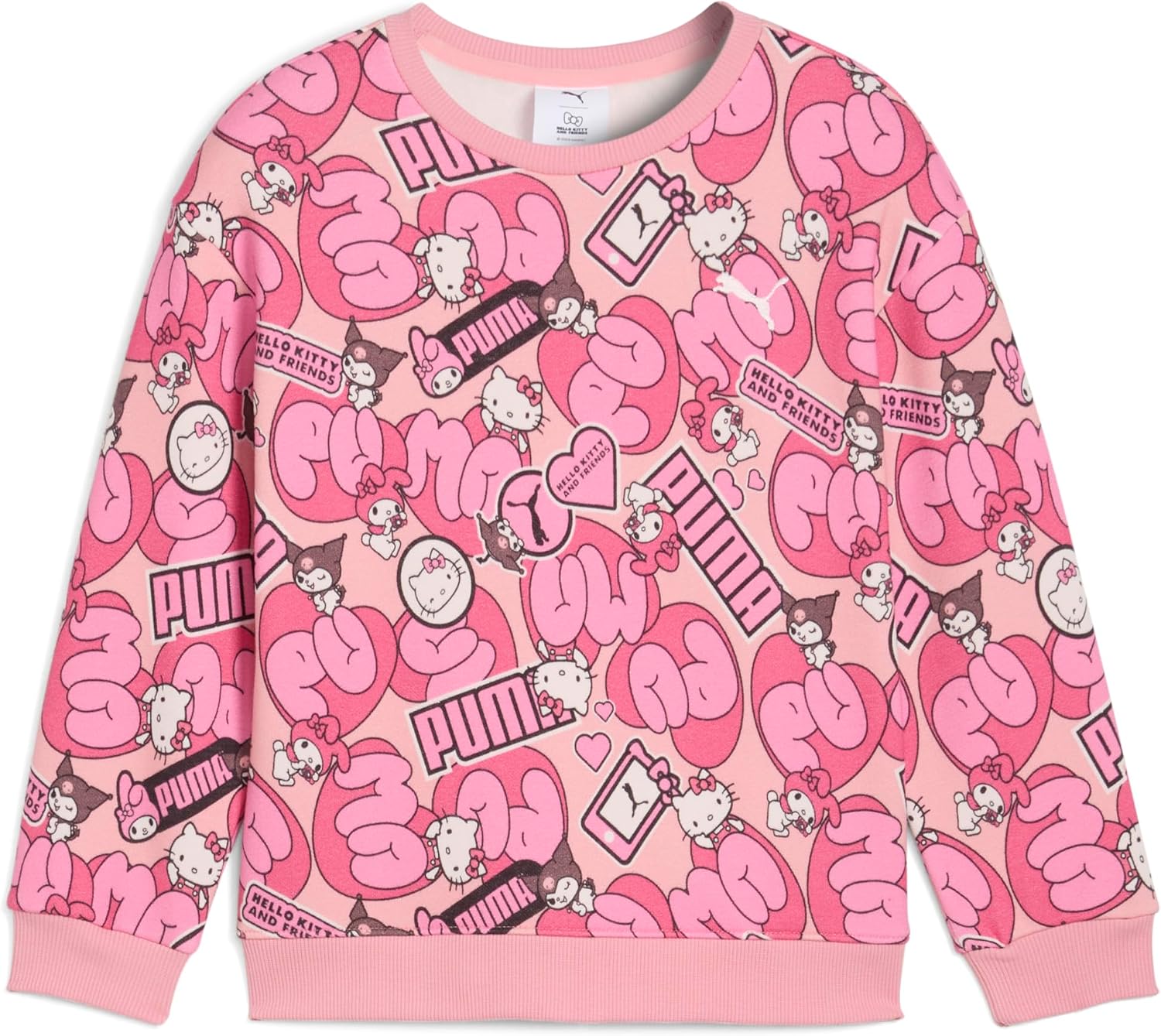 PUMA Kids' Puma X Hello Kitty & Friends Relaxed Aop Crew Fl