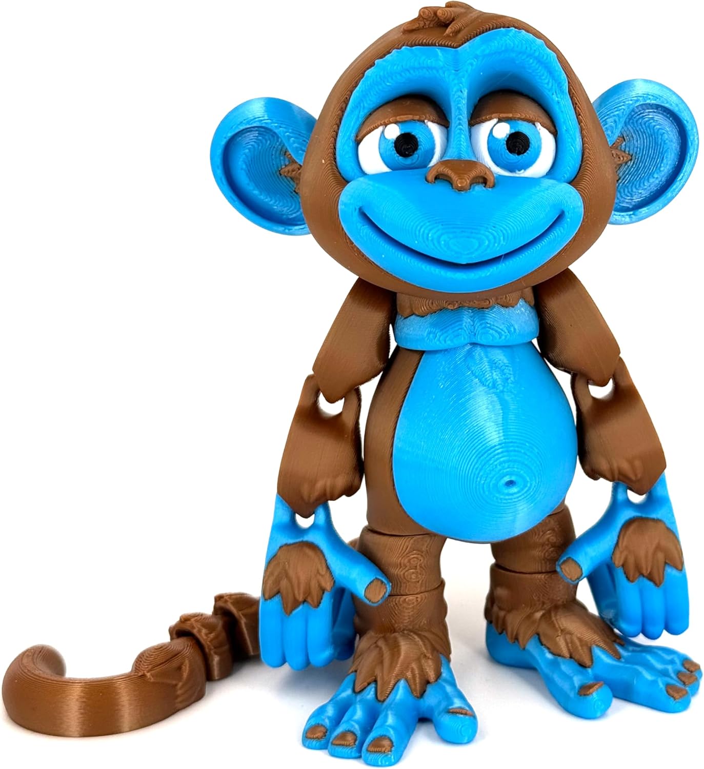 3D Printed Articulated Monkey Fidget Toy – Posable, Hangable, Stands on Its Own for Fun Poses and Display (Copper Brown)