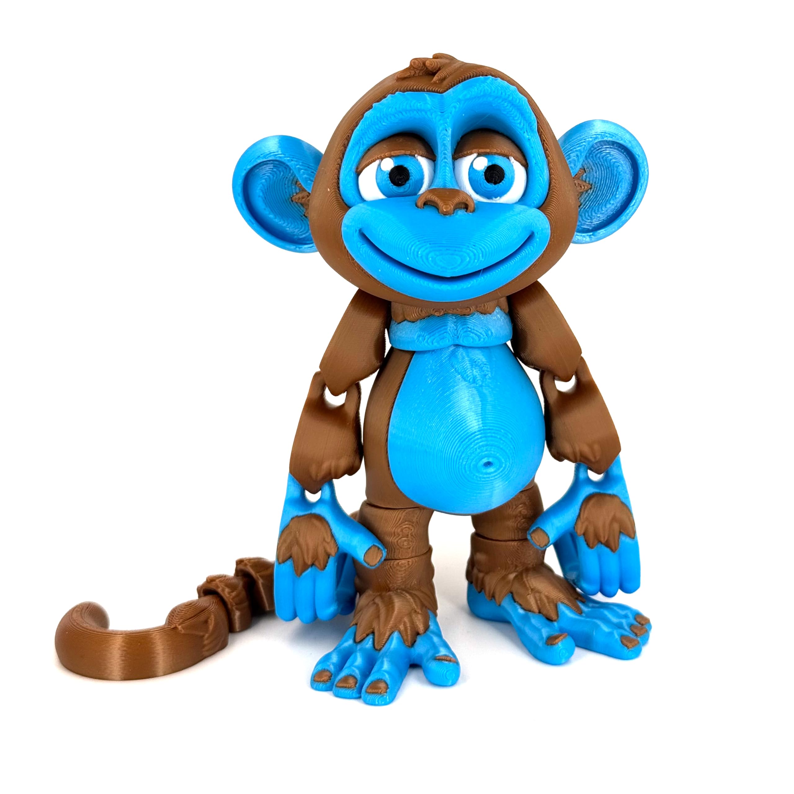Whattiho 3D Printed Articulated Monkey Fidget Toy – Posable, Hangable, Stands on Its Own for Fun Poses and Display (Multicolor)