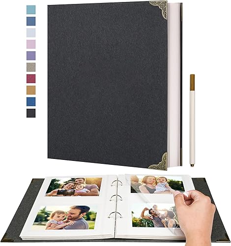 Vienrose Álbum de fotos autoadhesivo de 40 páginas de tapa dura con kit de álbumes de recortes de 3 anillos de papel para enamorados, amigos, niños,