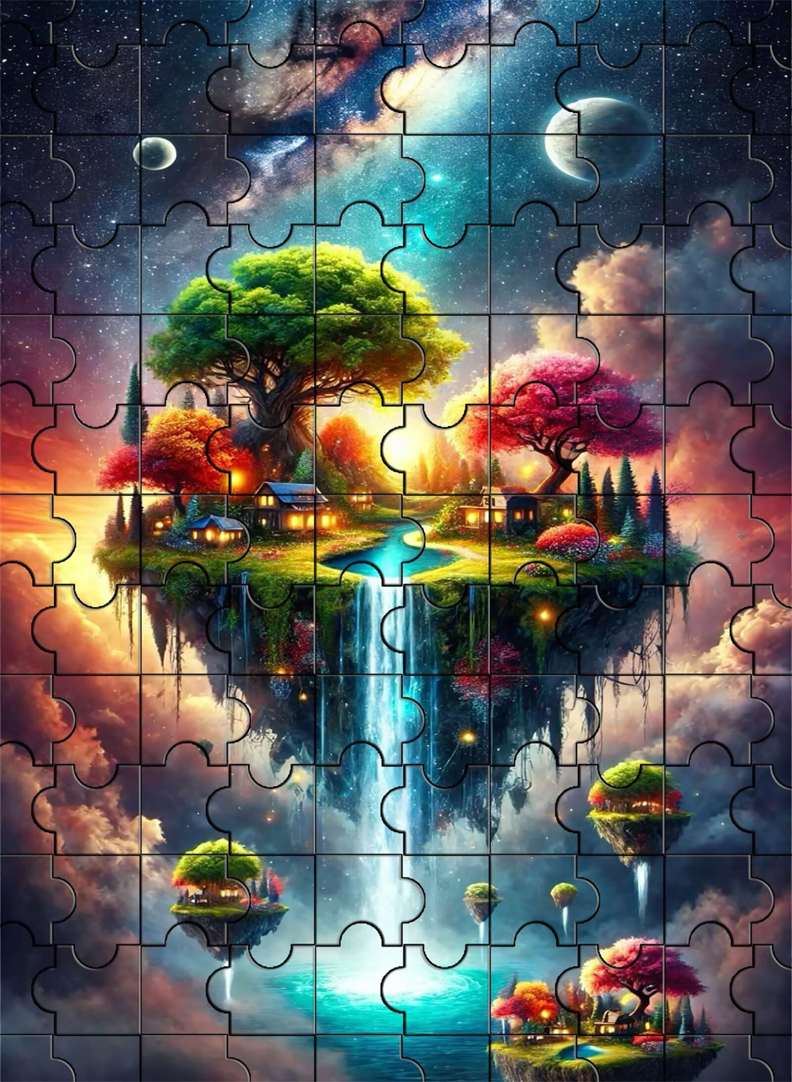 2000 Teile Puzzle Für Erwachsene,Fantasy Island Village DIY-Puzzle,Kreative Unterhaltung, Spaß, Klassisches Puzzles Familienspiele