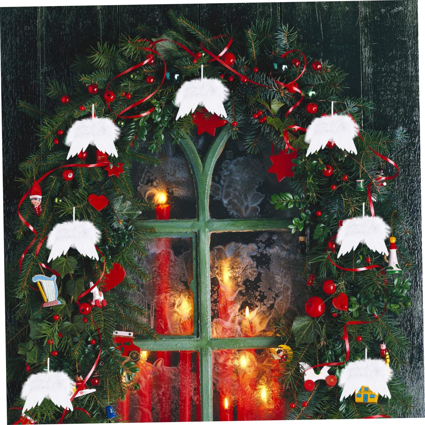 Decoración De Alas De Ángel Colgantes Navideños 24 Unidades Adornos para Árboles De Navidad