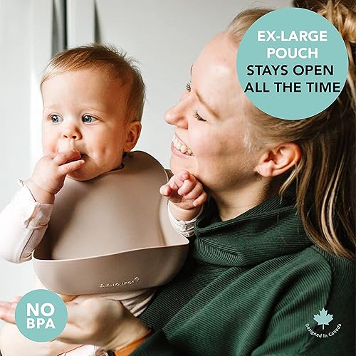 Miniatura 29 de Loulou Lollipop - Babero de silicona suave y resistente al agua para bebés y niños pequeños de 3 a 36 meses, fácil de limpiar, ajustable y agarra