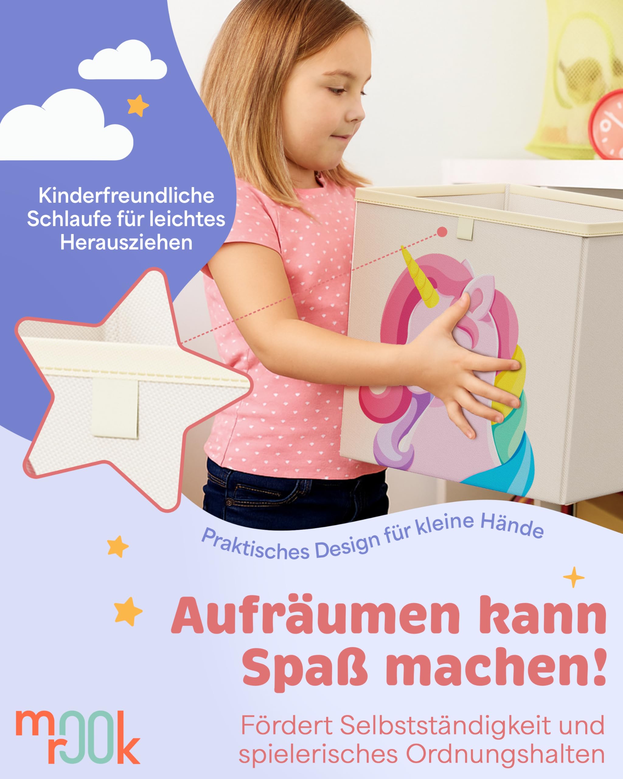 4er Set Aufbewahrungsboxen für Kinder - Passend für Kallax, Märchenmotive für Mädchen und Jungen, ideal für Spielzeug und Kinderzimmerregale