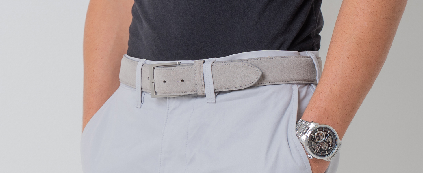 Suède leren riem 4 cm | suède leren riem voor vrouwen mannen 40mm | suède leren riem 4cm | lichtgrijs 90cm Suède leren riem 4 cm | suède leren riem voor vrouwen mannen 40mm | suède leren riem 4cm | lichtgrijs 90cm