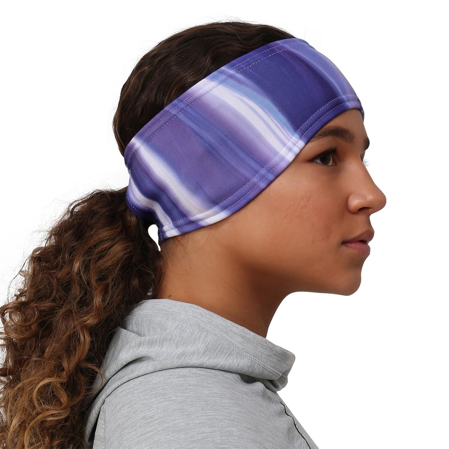 TrailHeads Print Headband | Ponytail Headband for Women | Ear Warmer for running and hiking - purple waves - Image 3