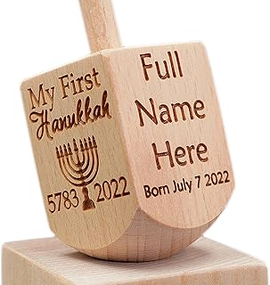 Hanukkah Dreidel Personalized for 2024 - Jewish Gift, Star of David Chanukah Menorah menorahs Dreidels Decor Ornament boy Girl Gifts