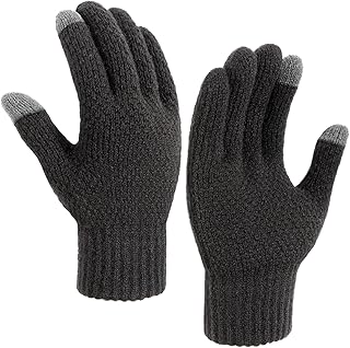 TOBEHIGHER Winter Touchscreen Gloves for Men - Thermal Soft Knit Gloves for Running