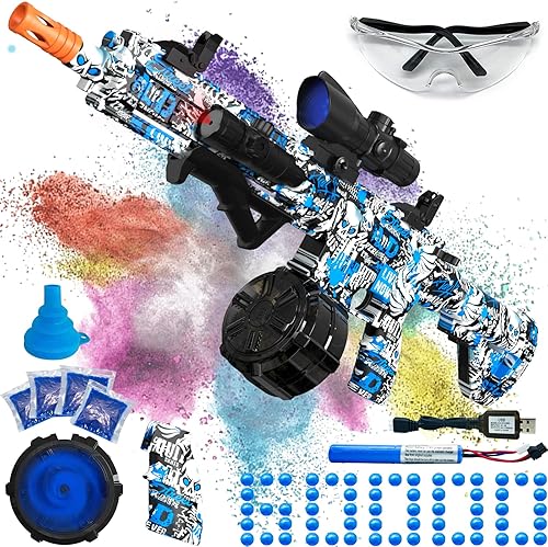 Vista 18 de JIFTOK - Pistola eléctrica de bolas de gel, lanzador automático de bolas de salpicaduras de alta velocidad con más de 60000 y gafas, juguetes