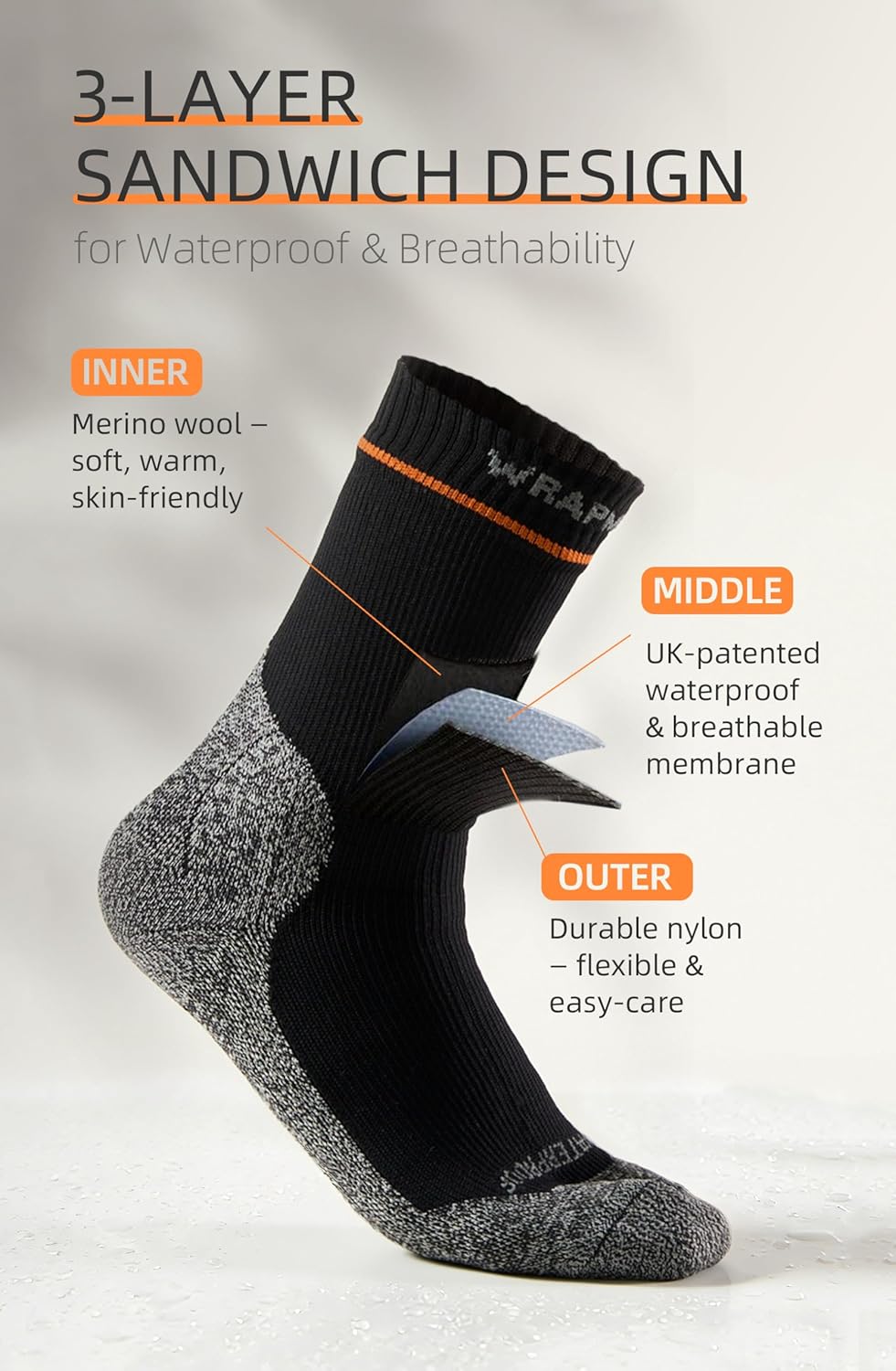 Waterproof Socks for Men & Women Extra Thick Merino Wool – Warm Winter Thermal Outdoor Hiking & Skiing Socks - Image 4