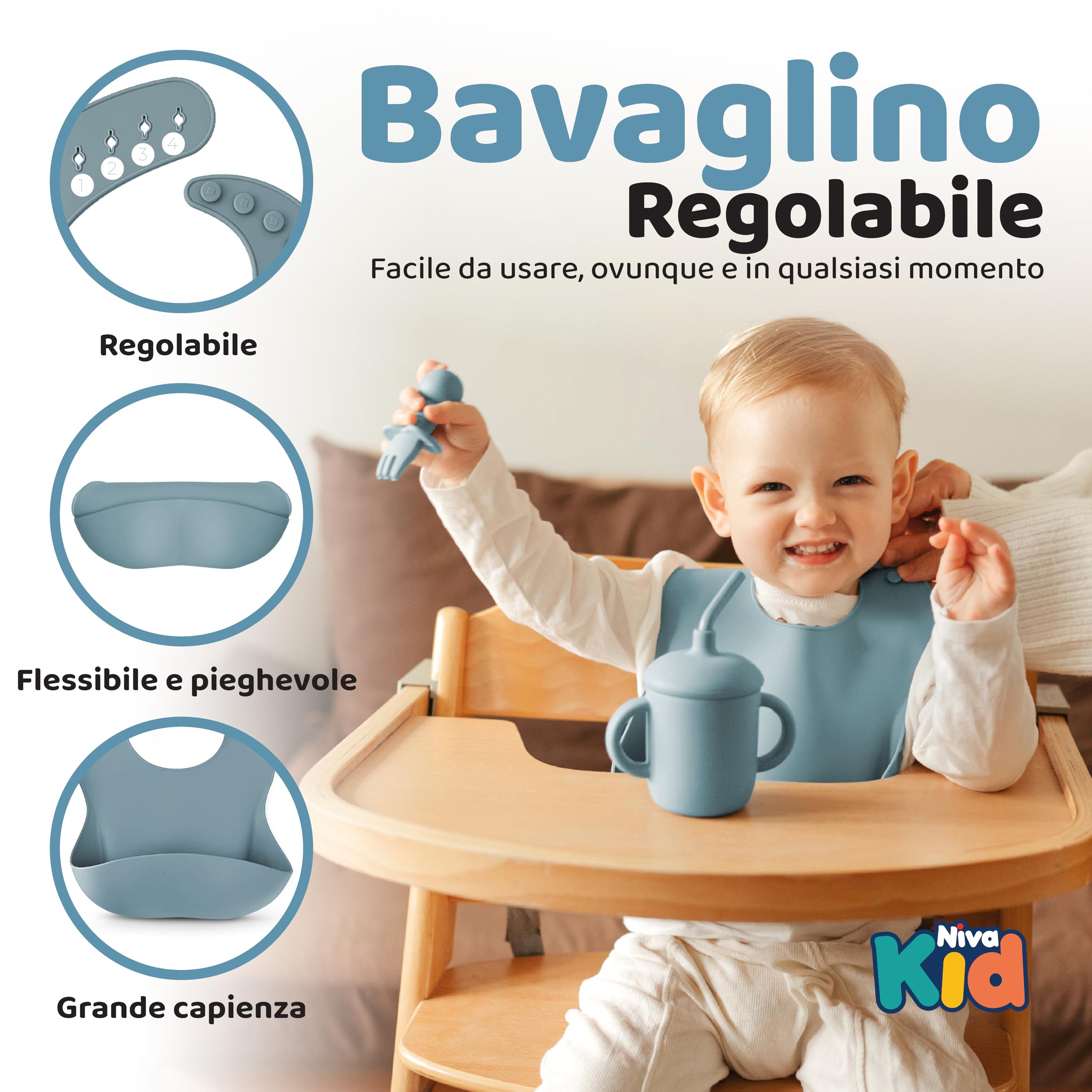 Set Pappa Svezzamento, Regalo Nascita Bimbo e Battesimo, Piatto con Ventosa in Silicone Alimentare, Senza BPA, Lavabile in Lavastoviglie, Set Neonato Completo, Idea Regalo Neonato