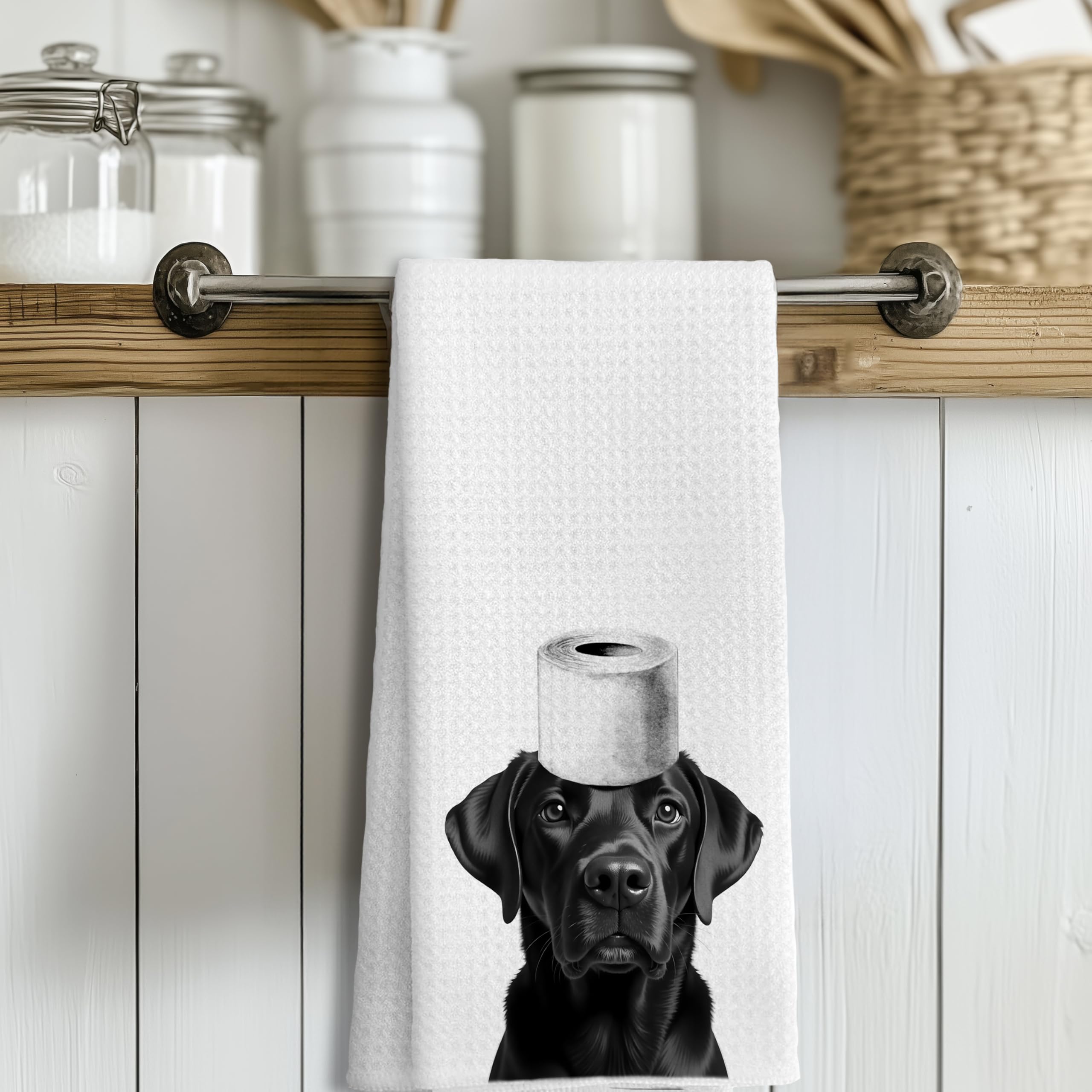 Funny Black Labrador Retriever Hand Towels for Bathroom Decor, Black Lab Gifts,Dog Mom Gifts, Dog Bathroom Decor, Funny Kitchen Towels, 16x24 Inches