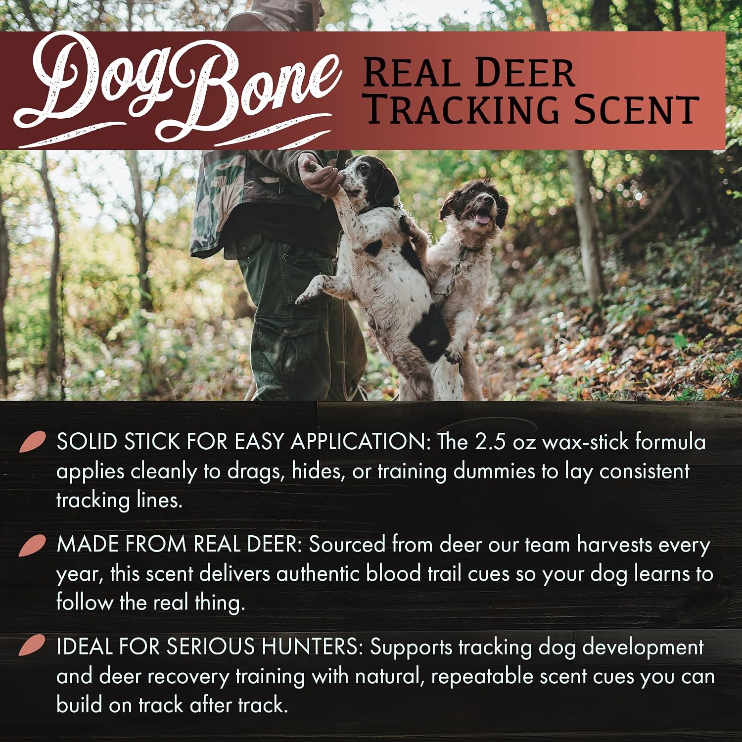 Conquest Scents DogBone Blood Trail Scent Stick, Dog Training Wax, 2.5 oz | Dog Training Scent Wax, Weather, Water and Saliva Resistant Formula