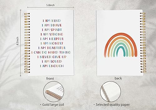 Miniatura 5 de I Am Kind I Am Brave I Am Smart Rainbow - Cuaderno de espiral con forro inspirador de 8.3 x 5.5 pulgadas, tapa dura, con rayas universitarias,