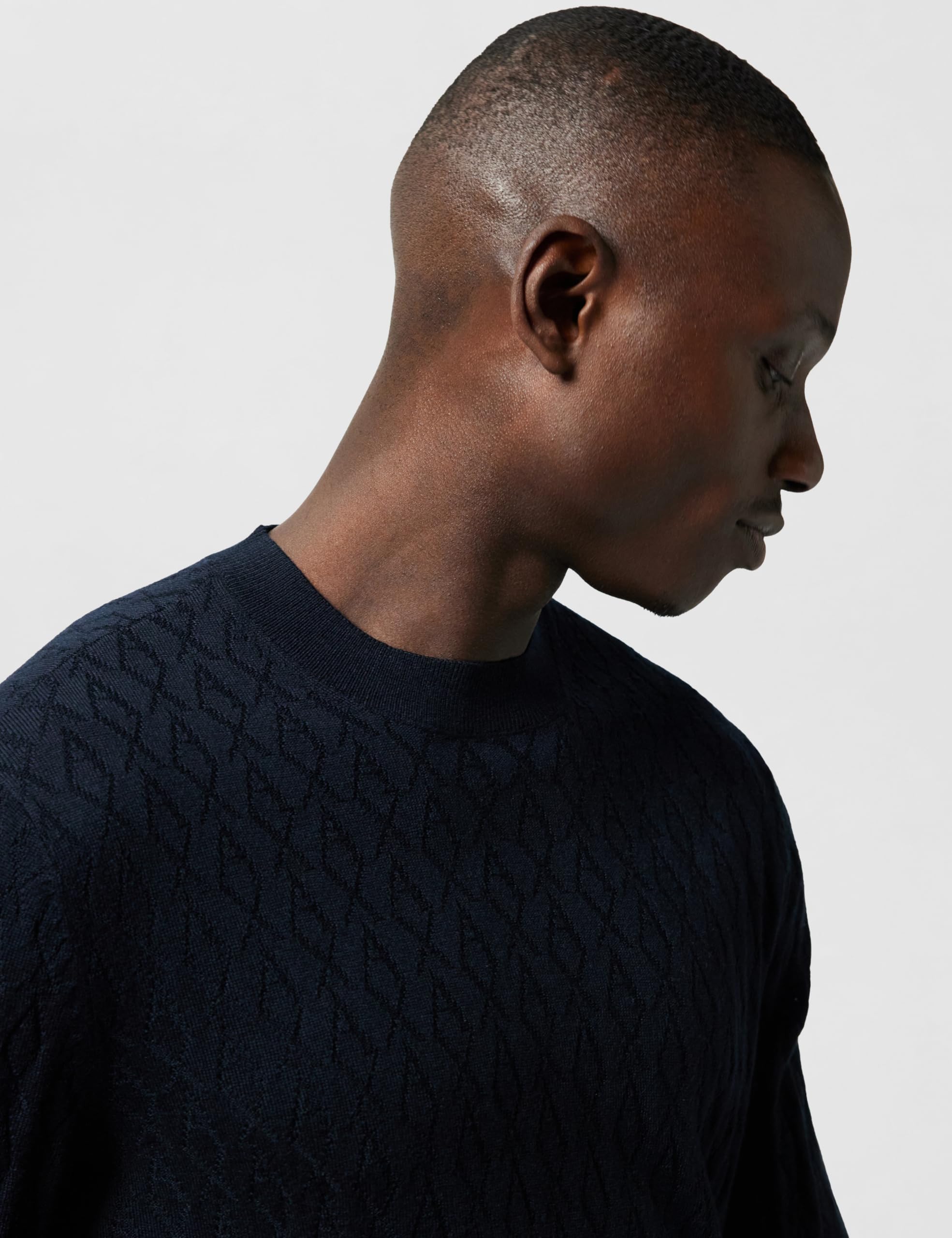 Armani Exchange Essential, Long Sleeve Monogram Logo Texture Maglione Uomo