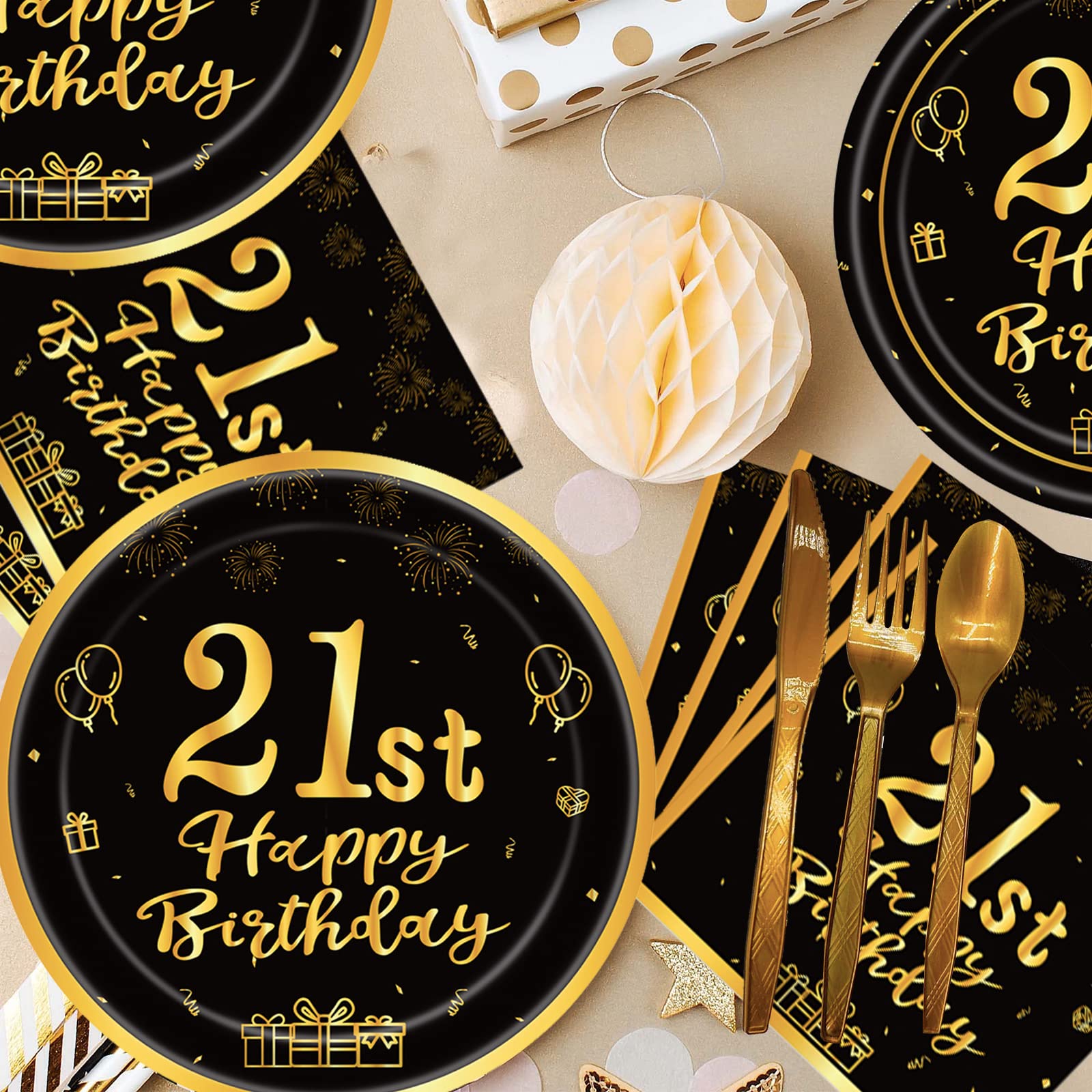 40e verjaardag servetten, zwarte en goudkleurige servetten verjaardag, 20 stuks servies feestservetten, decoraties tissue lunch papieren servetten voor meisjes en jongens, kinderen, feestartikelen