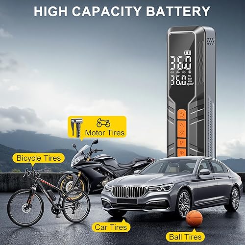 Miniatura 3 de Compresor de aire portátil para inflador de neumáticos, bomba de aire inalámbrica de 150 PSI para neumáticos de automóvil, inflador de neumáticos