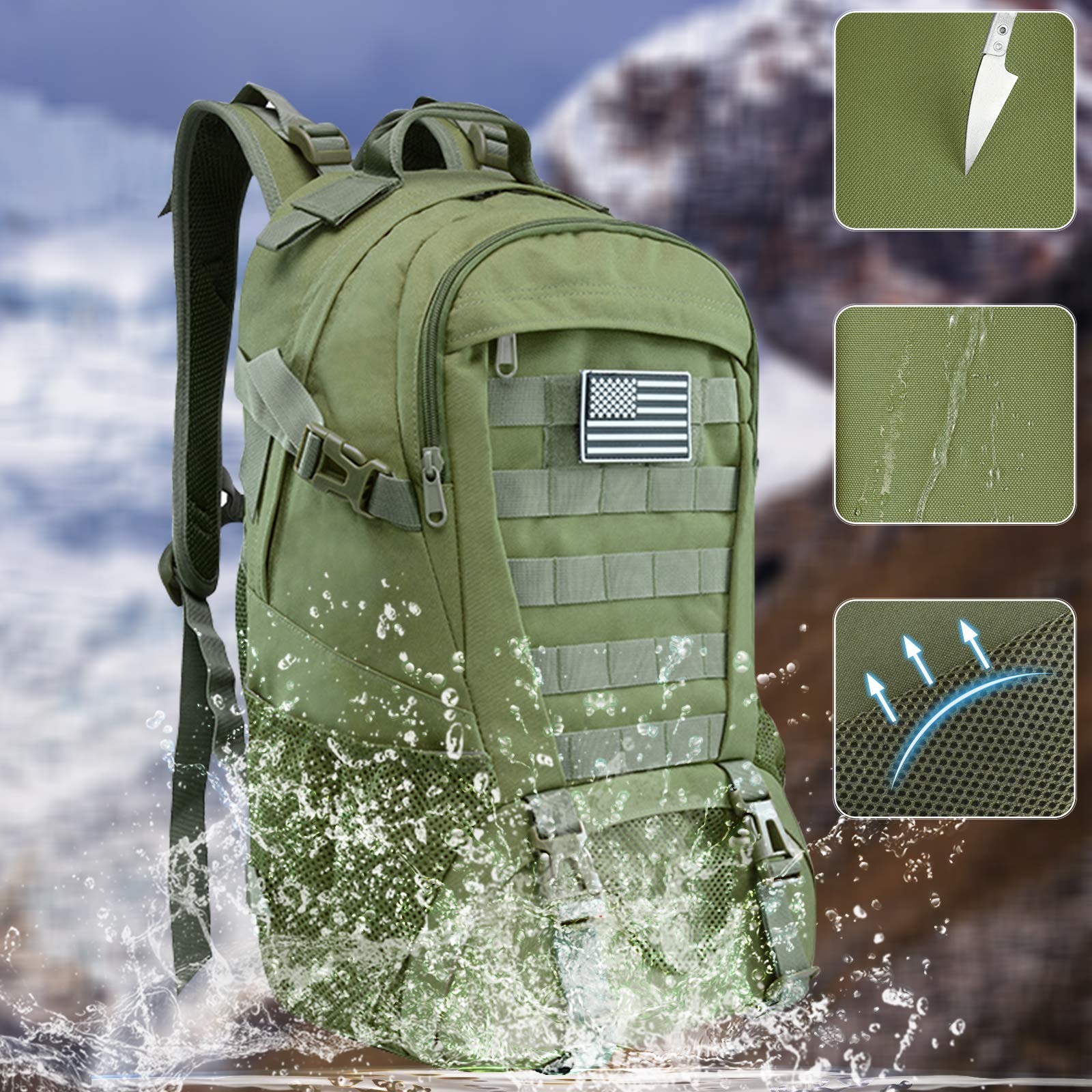 Jueachy Military Tactical Backpack 30L Army Assult Camouflage Hunting Rucksack Molle 3 Day Large Rucking Backpack for Outdoor Sports Trekking Hiking Travel Camping - Image 2