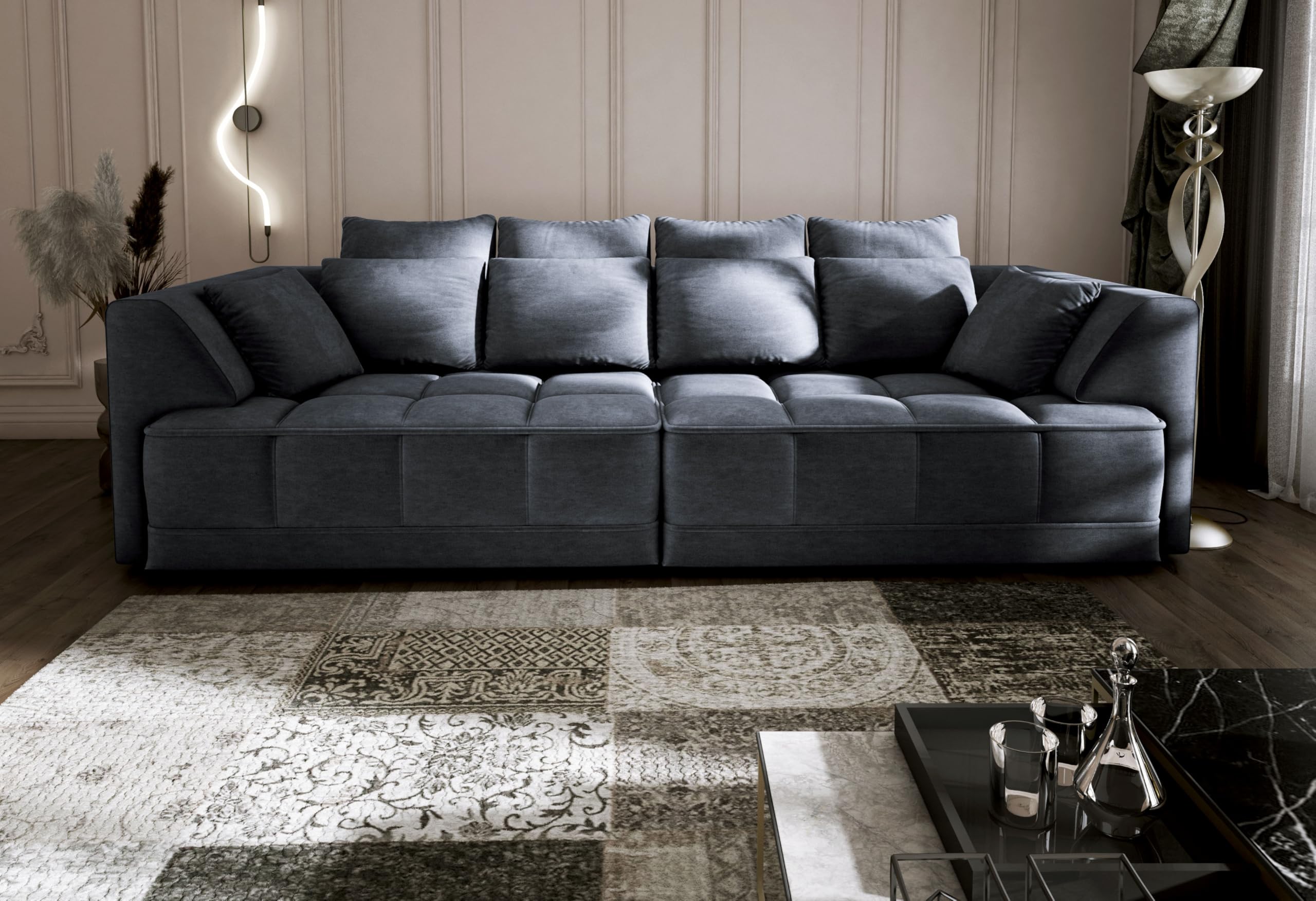 Big Sofa Tiga XXL, Schlafsofa, Couch, Schlafcouch mit Schlaffunktion 302 cm Breit (Cloud 97)