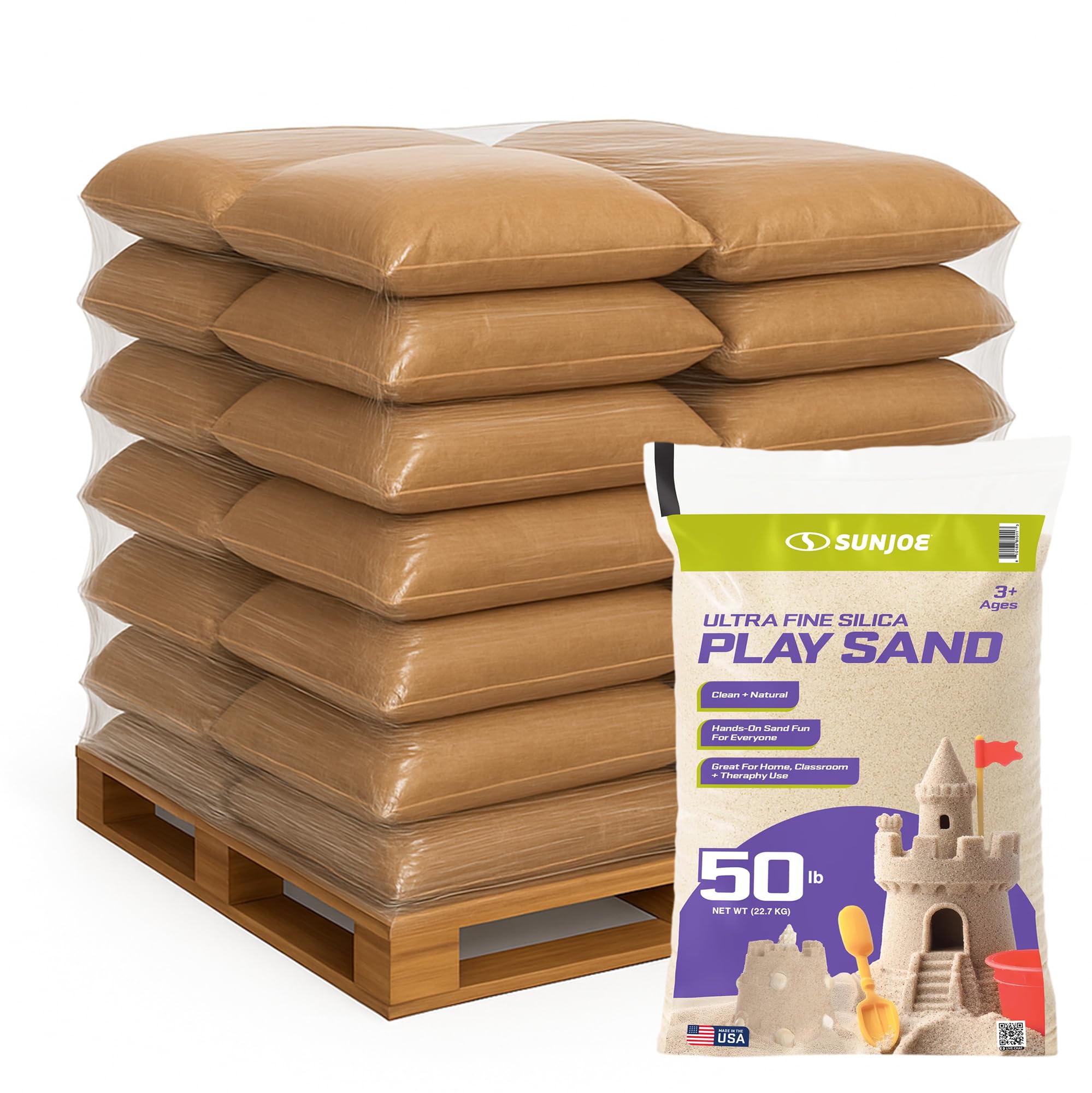Sun Joe Silica Play Sand for Sandbox, Ultra Fine, PLYSAND50, 119 Pack