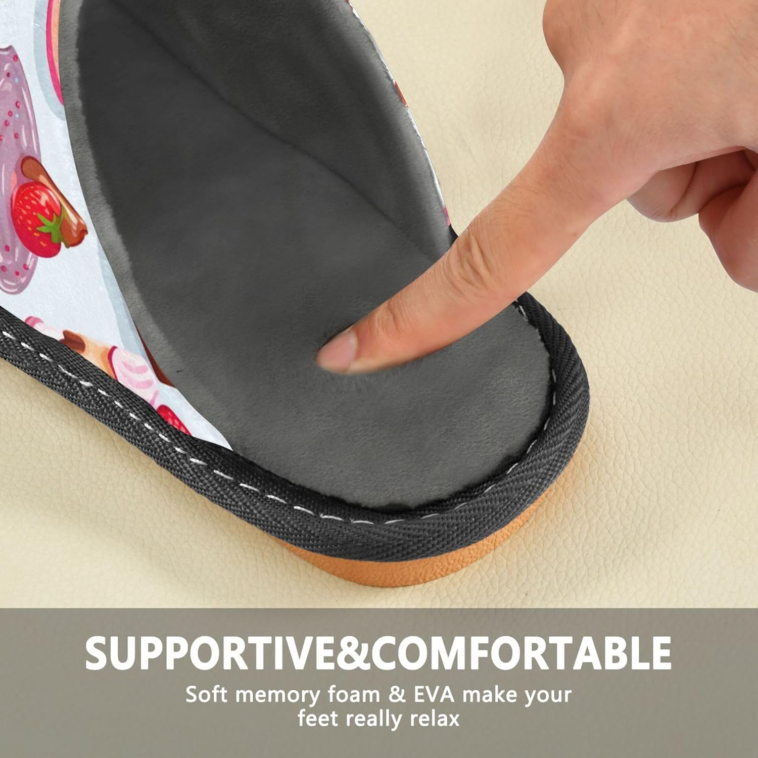 Cake Dessert House Slippers – Cozy Fuzzy Slippers for Guests, Washable & Disposable, Perfect for Shoeless Home, Spa & Hotel Use A111923
