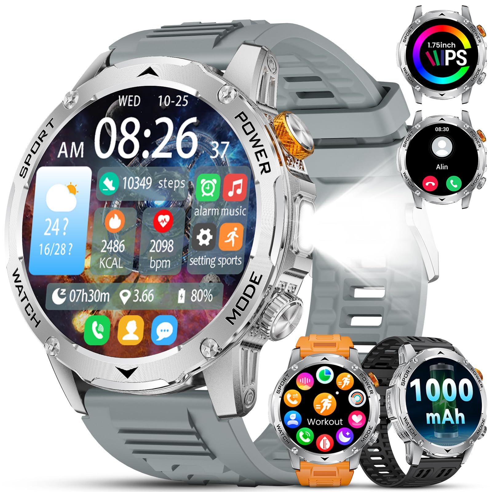 Popglory Smart Watch Beantwoorden/bellen En 2 Riemen, 1,8 Inch Grote Smartwatch Voor Dames En Heren Fitnesshorloge Bloeddrukzuurstofhartslagmeter Stappenteller Voor Iphone En Android