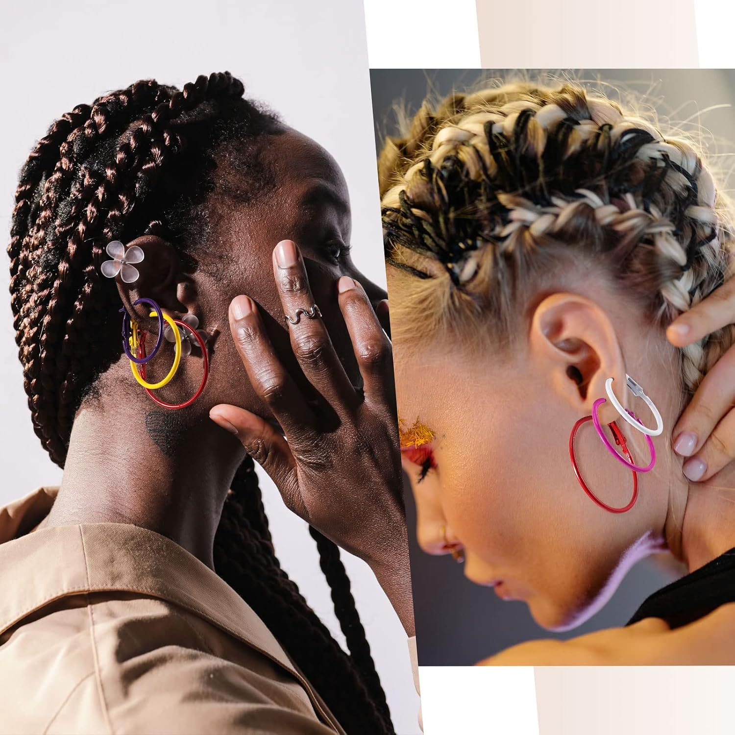 12 Pairs 80s Hoop Earrings Neon Color Circle Earrings Hoops Colored Hoop Earrings Set for Women(Multi Color)