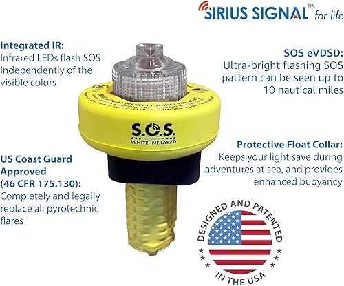 Miniatura 2 de Sirius Signal C-1004 SOS - Señal de socorro LED, blanco e infrarrojo, aprobado por USCG, incluye soporte de pantalla, soporte de almacenamiento