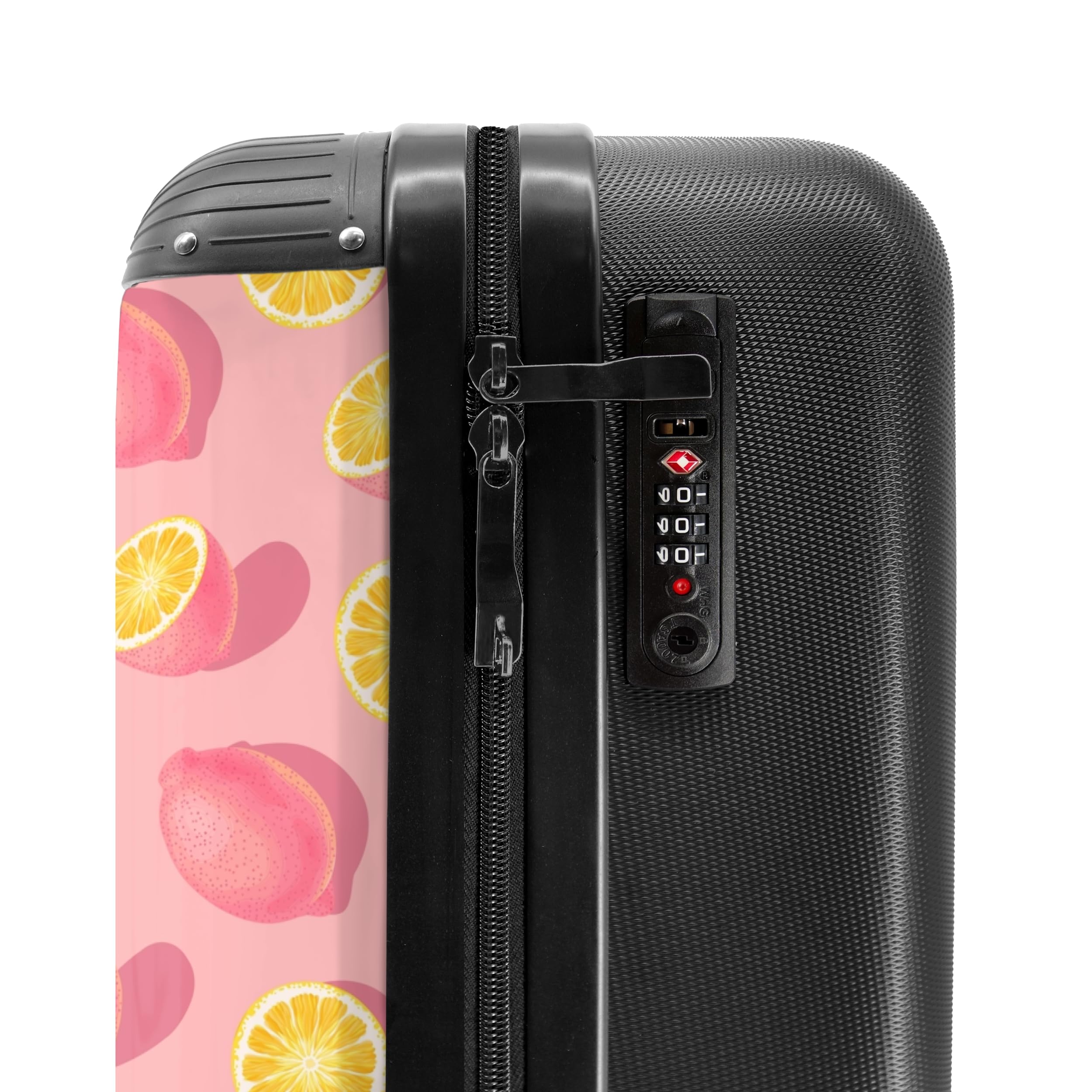 NoBoringSuitcases.com Maletas de Viaje Cabina, Maleta Cabina, Maletas de Viaje, Trolley con Ruedas, Maleta de Mano, Maletas de 10kg, Equipaje de Mano (Limones - Rosa-Amarillo, 55x40x20 cm)