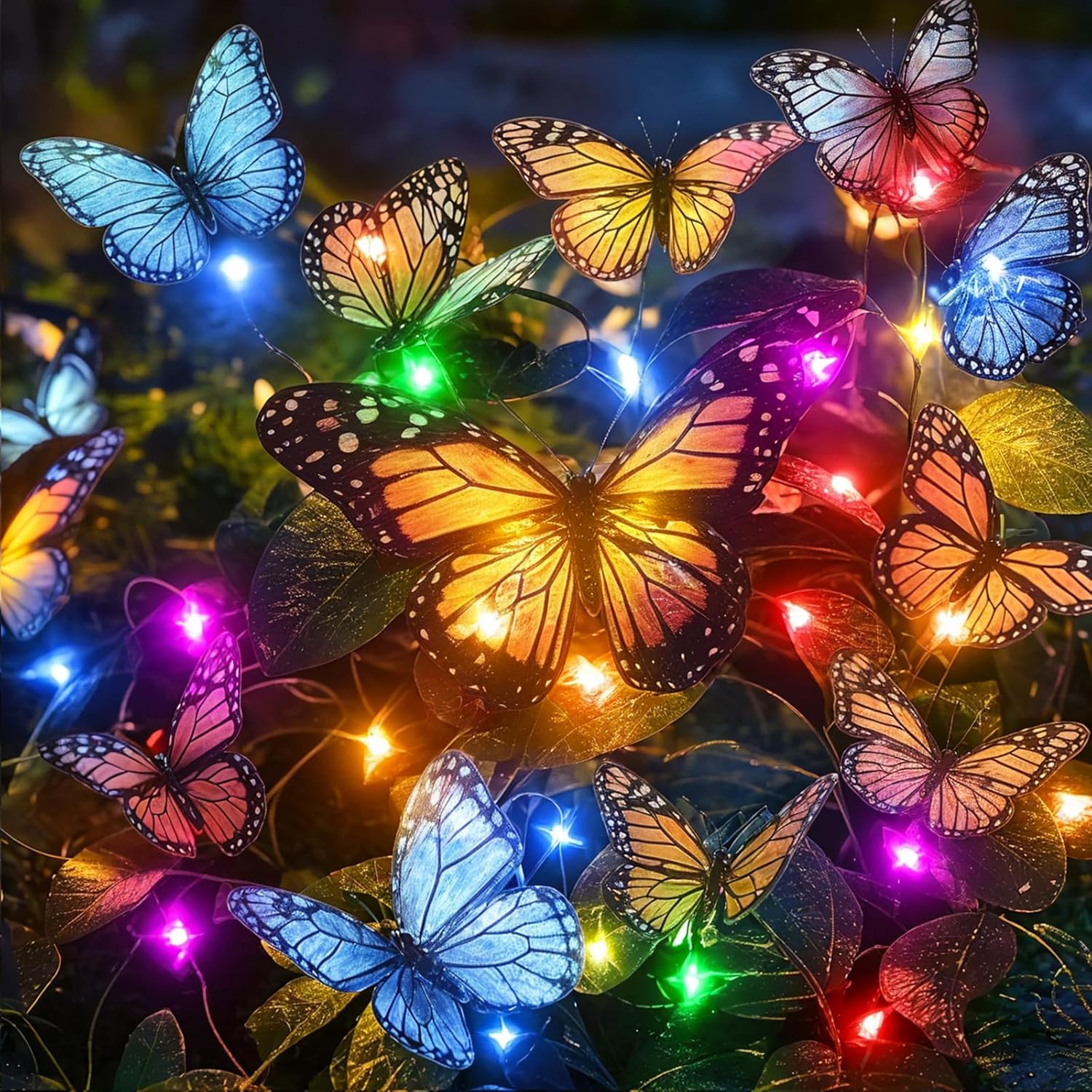 Solar Lights Outdoor Garden Decor: Gardening Gifts for Women Mom - 2 Pack 34 Butterfly Solar Lights with Colorful Bulbs - Outside Waterproof Solar Lights for Yard Patio Pathway Porch Lawn Decorations