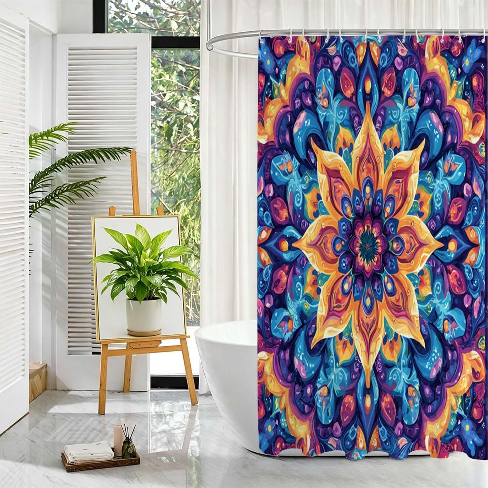 Blau Duschvorhang, 200x250cm Duschvorhang Badewanne L-32