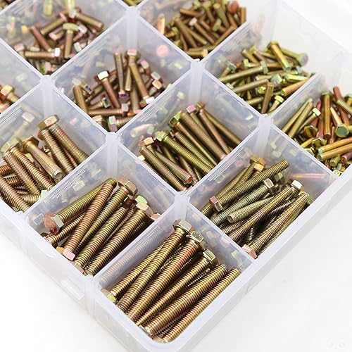 Miniatura 6 de YEEZET 1600 piezas M4 M5 M6 grado 8.8 pernos y tuercas de alta resistencia plana y arandelas de bloqueo kit surtido incluye 15 tamaños más comunes