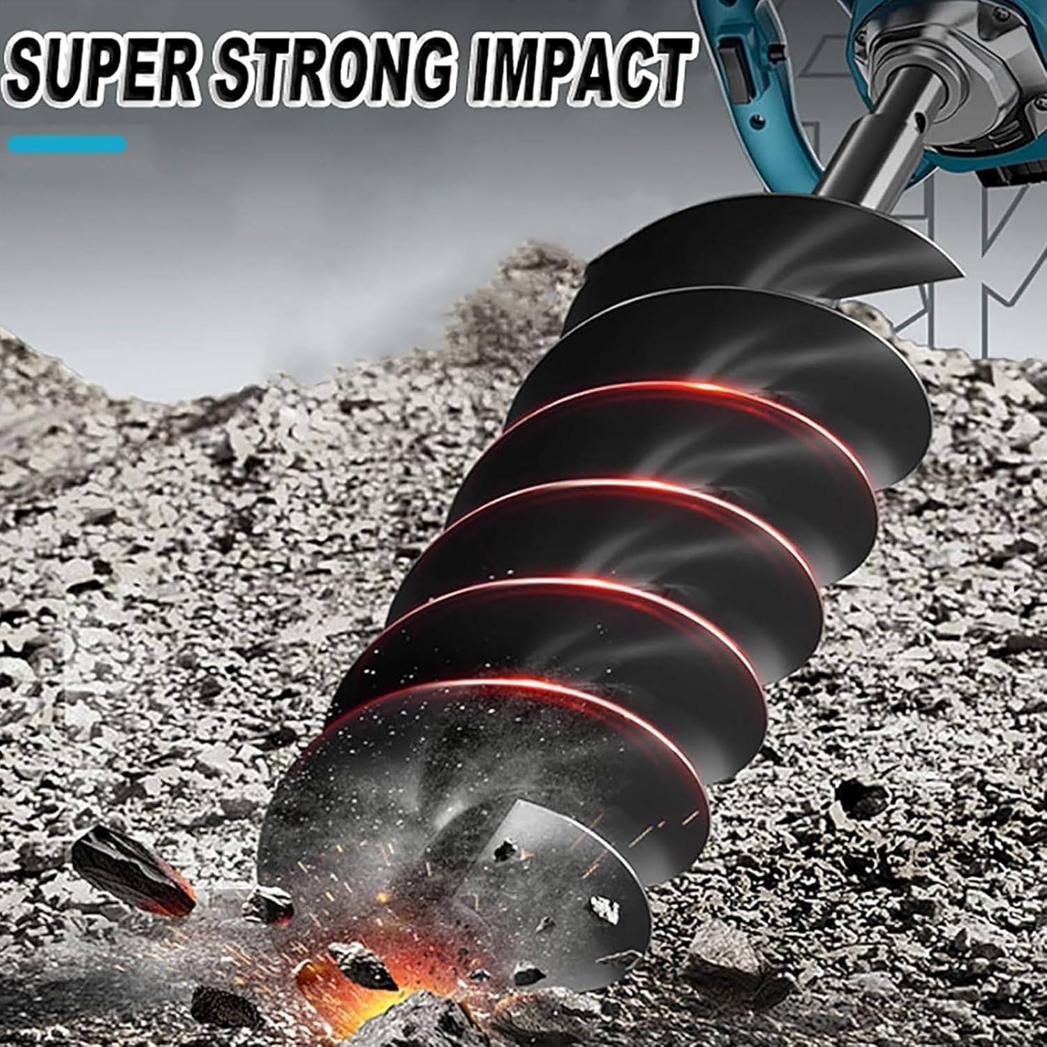 Taladro inalámbrico para postes de cercas de 1200 W, perforadora eléctrica de postes con 2 baterías, taladro de Tierra de Alto Torque de 1200 NM, para cercas.